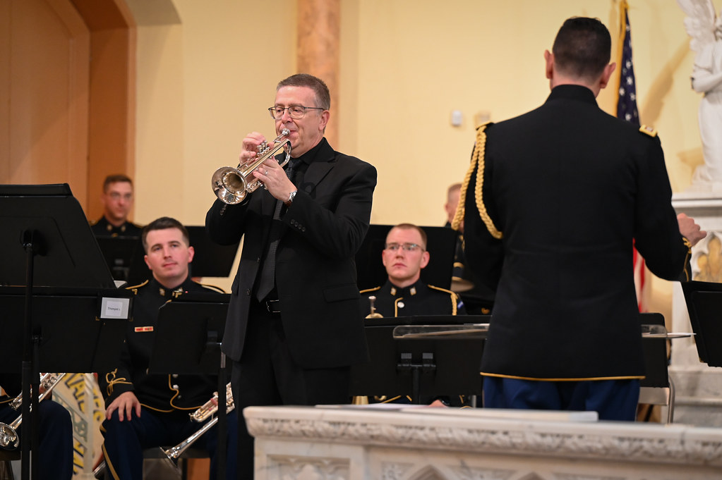 Trumpet players performing live